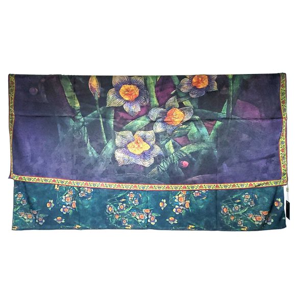 NWT Double Sided Silk Scarf 52"x52" Large Square Shawl Wrap XiangYunShal 2244 - Picture 5 of 11